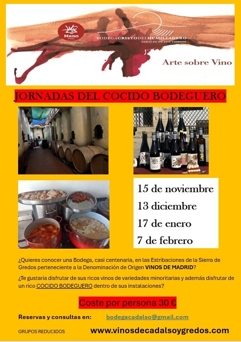Cartel de las Jornadas de cocido bodeguero 2025 de Cadalso de los Vidrios